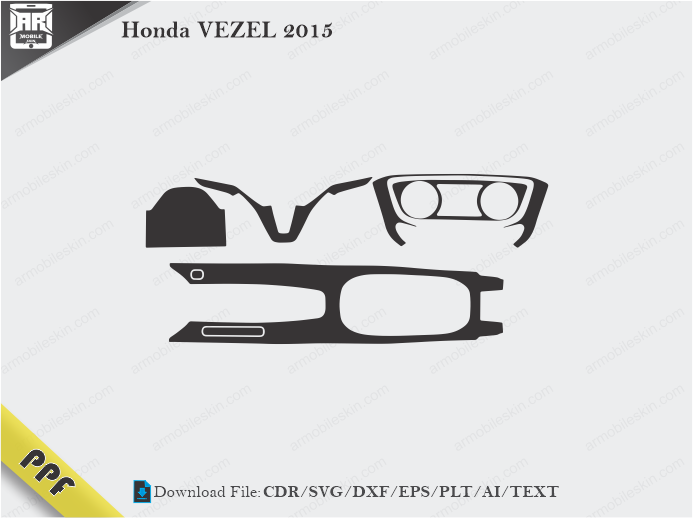 Honda VEZEL 2015 Interior PPF Cut Template Vector