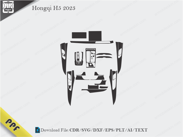 Hongqi H5 2023 Interior PPF Cut Template Vector