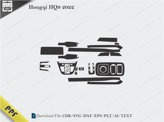 Hongqi HQ9 2022 Interior PPF Cut Template Vector