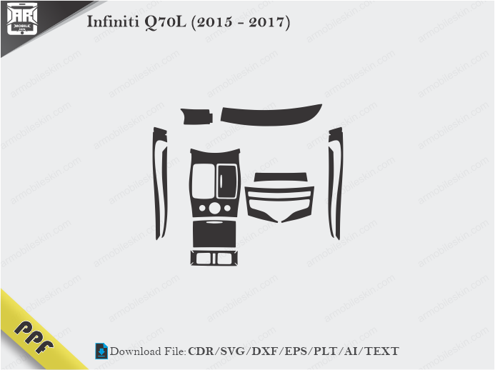 Infiniti Q70L (2015 - 2017) Interior PPF Cut Template Vector