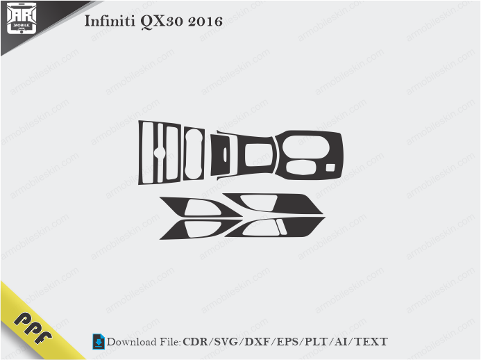 Infiniti QX30 2016 Interior PPF Cut Template Vector