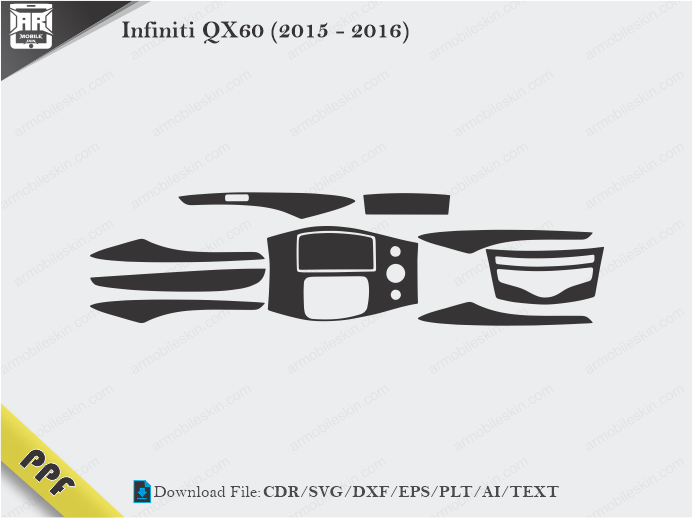 Infiniti QX60 (2015 – 2016) Interior PPF Cut Template Vector