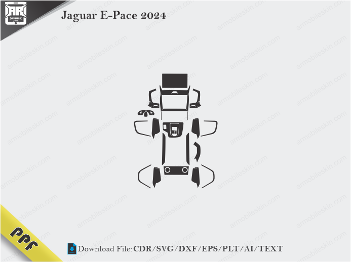 Jaguar E-Pace 2024 Interior PPF Cut Template Vector