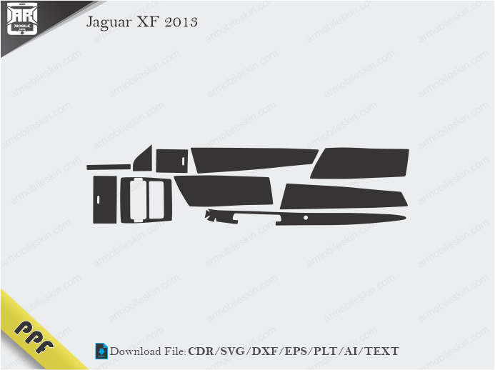 Jaguar XF 2013 Interior PPF Cut Template Vector