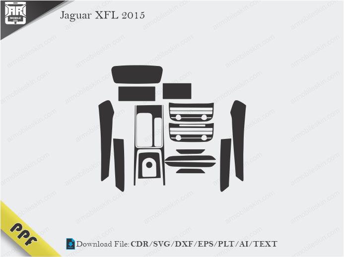 Jaguar XFL 2015 Interior PPF Cut Template Vector