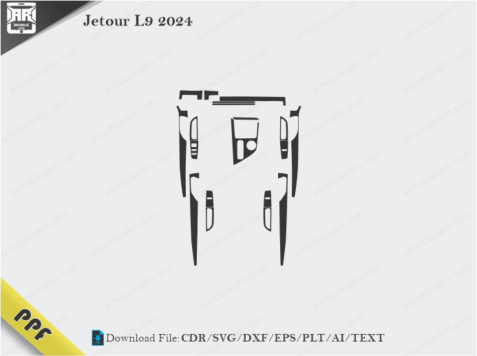 Jetour L9 2024 Interior PPF Cut Template Vector