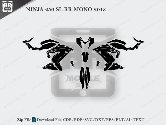 Kawasaki NINJA 250 SL RR MONO 2013 Wrap Skin Template Vector