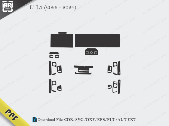 Li L7 (2022 – 2024) Interior PPF Cut Template Vector