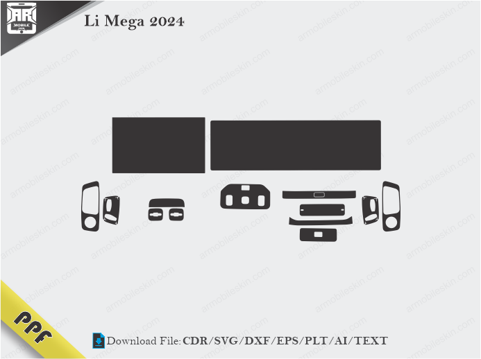 Li Mega 2024 Interior PPF Cut Template Vector