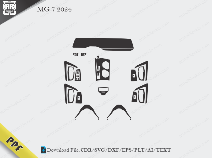 MG 5 (2020) Interior PPF Cut Template Vector - ARMOBILESKIN