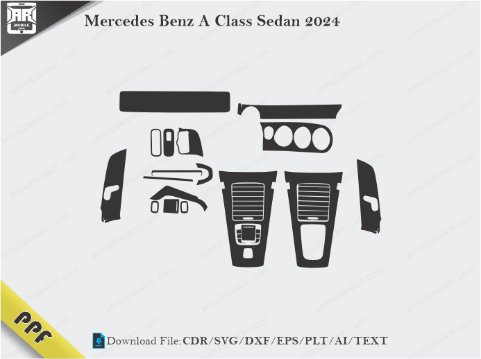 Mercedes Benz A Class Sedan 2024 Car Interior Wrap Template