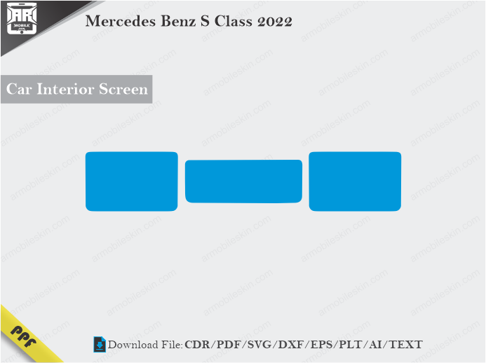 Mercedes Benz S Class 2022 Car Screen Cutting Template Vector