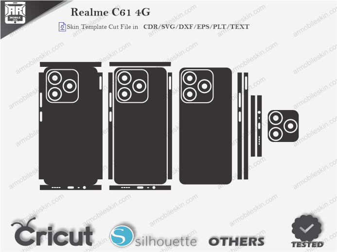 Realme C61 4G Skin Template Vector