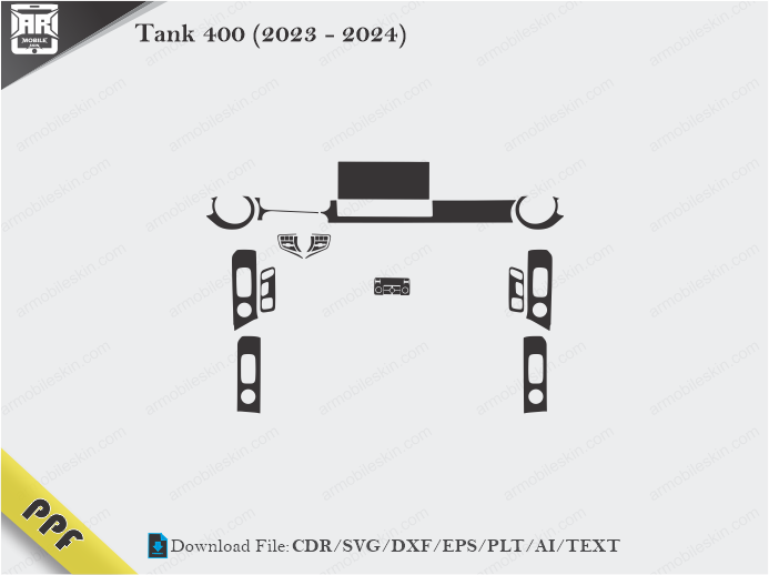 Tank 400 (2023 - 2024) Interior PPF Cut Template Vector