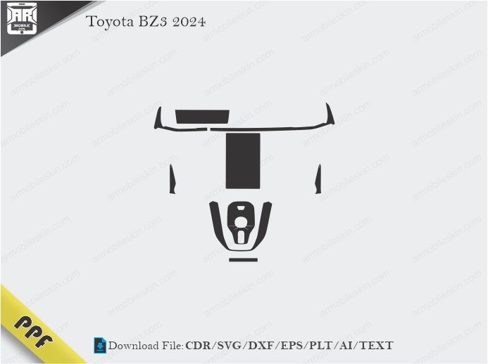 Toyota BZ3 2024 Interior PPF Cut Template Vector