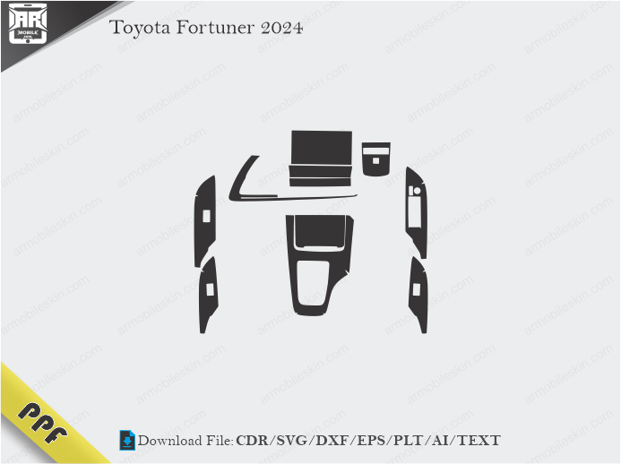 Toyota Fortuner 2024 Interior PPF Cut Template Vector