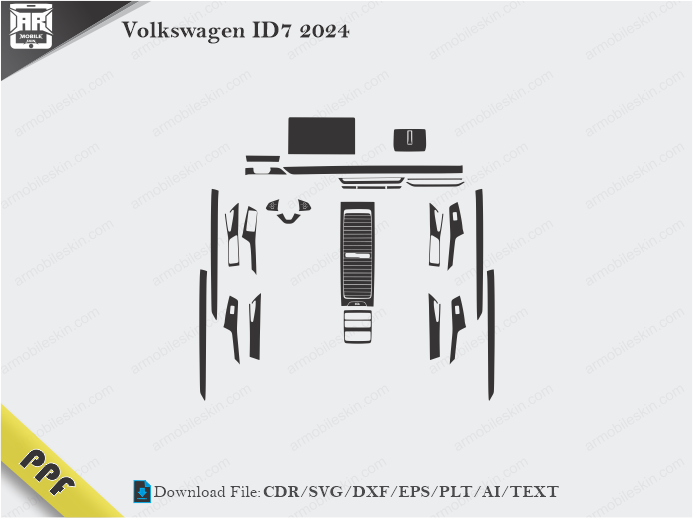 Volkswagen ID7 2024 Interior PPF Cut Template Vector