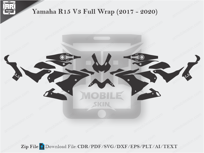 Yamaha R15 V3 (2017 - 2020) Full Wrap Skin Template Vector