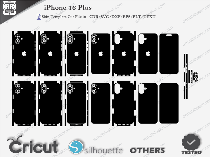 iPhone 16 Plus Skin Template Vector