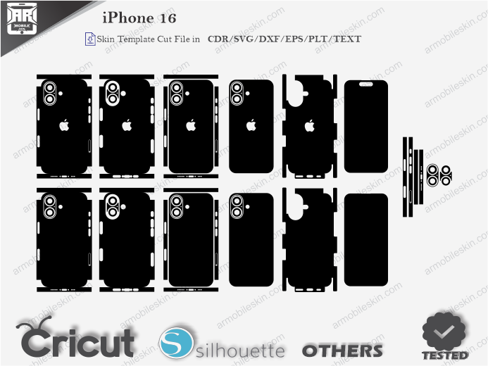 iPhone 16 Skin Template Vector