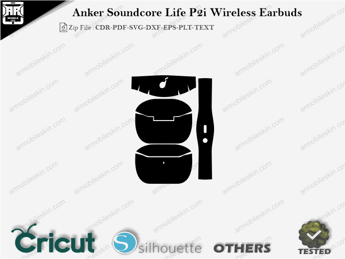 Anker Soundcore Life P2i Wireless Earbuds Skin Template Vector