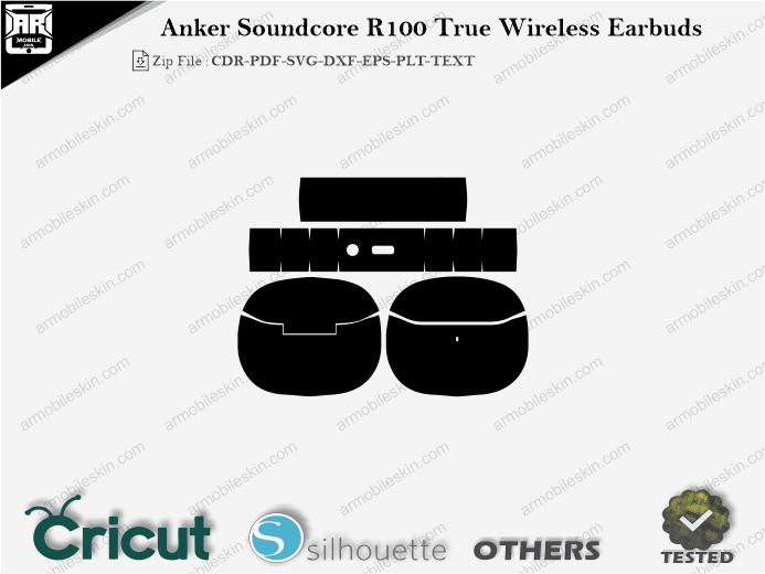 Anker Soundcore R100 True Wireless Earbuds Skin Template Vector