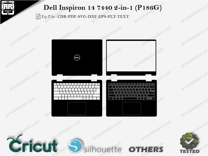 Dell Inspiron 14 7440 2-in-1 (P186G) Skin Template Vector