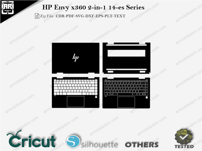 HP Envy x360 2-in-1 14-es Series Skin Template Vector