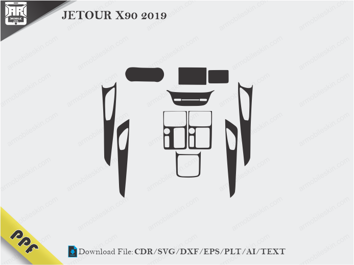 JETOUR X90 2019 Interior PPF Cut Template Vector