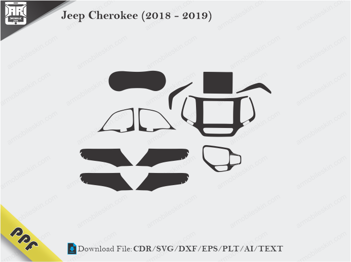 Jeep Cherokee (2018 – 2019) Interior PPF Cut Template Vector