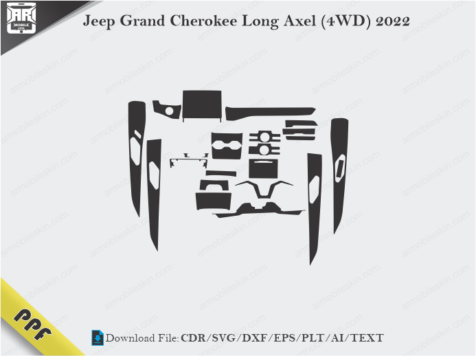 Jeep Grand Cherokee Long Axel (4WD) 2022 Interior PPF Cut Template Vector