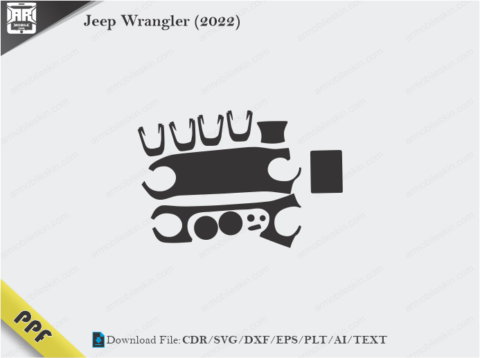 Jeep Wrangler (2022) Interior PPF Cut Template Vector