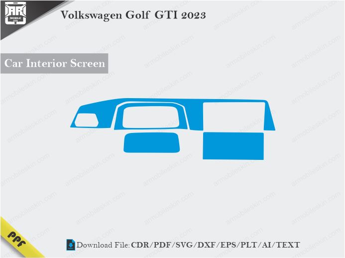 Volkswagen Golf GTI 2023 Car Screen Wrap Cutting Template