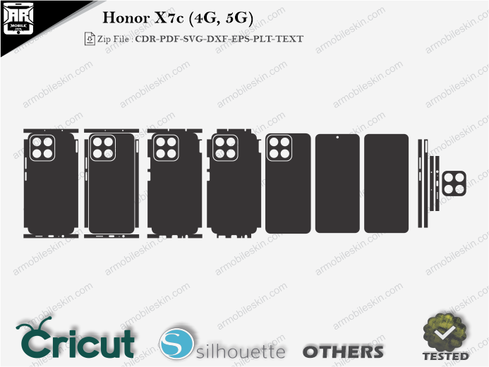 Honor X7c (4G, 5G) Skin Template Vector