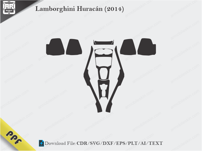 Lamborghini Huracán (2014) Interior PPF Cut Template Vector