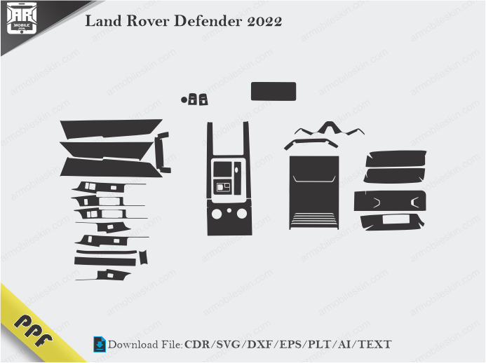 Land Rover Defender 2022 Interior PPF Cut Template Vector