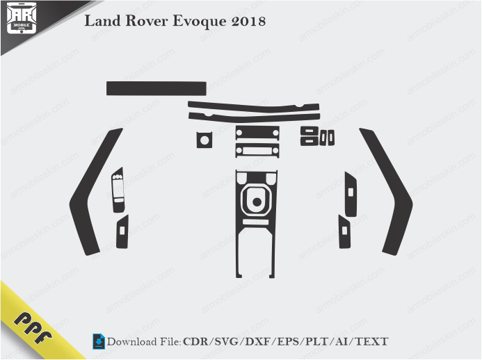 Land Rover Evoque 2018 Interior PPF Cut Template