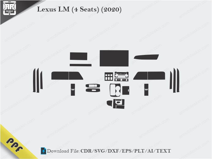 Lexus LM (4 Seats) 2020 Interior PPF Cut Template Vector