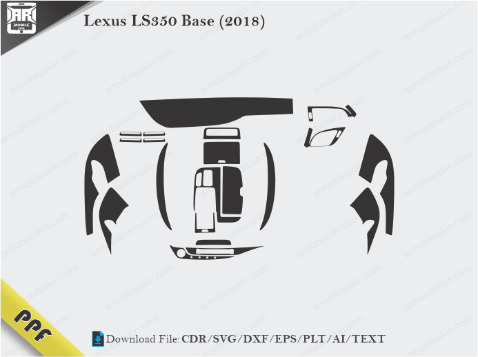 Lexus LS350 Base (2018) Interior PPF Cut Template Vector