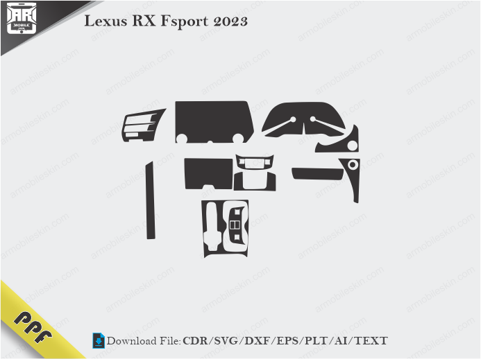 Lexus RX Fsport 2023 Interior PPF Cut Template Vector