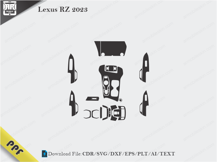 Lexus RZ 2023 Interior PPF Cut Template Vector