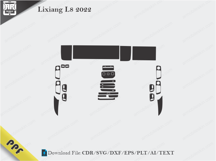 Lixiang L8 2022 Interior PPF Cut Template Vector