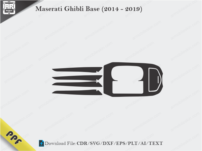 Maserati Ghibli Base (2014 – 2019) Interior PPF Cut Template Vector