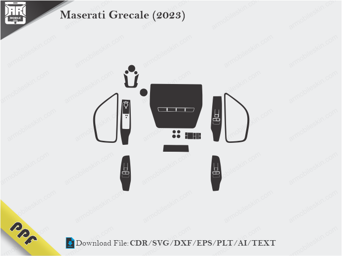 Maserati Grecale (2023) Interior PPF Cut Template Vector