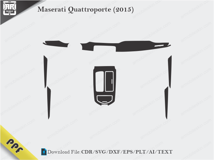 Maserati Quattroporte (2015) Interior PPF Cut Template Vector