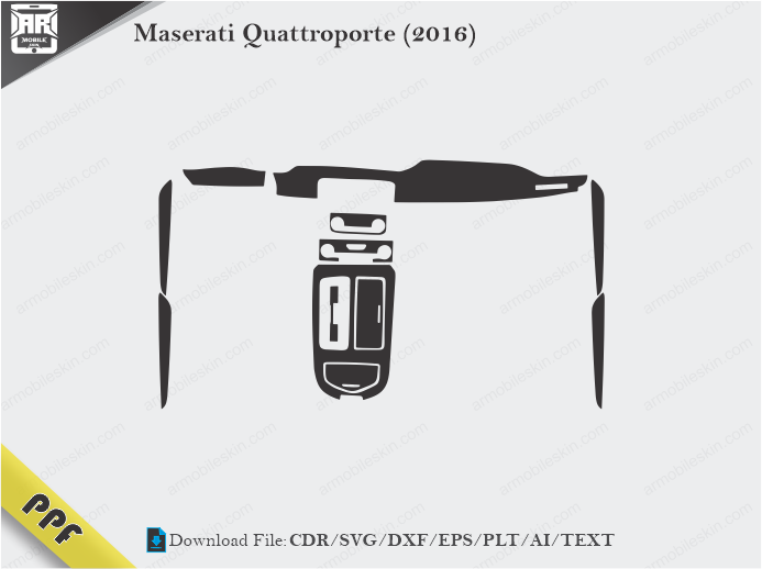 Maserati Quattroporte (2016) Interior PPF Cut Template Vector