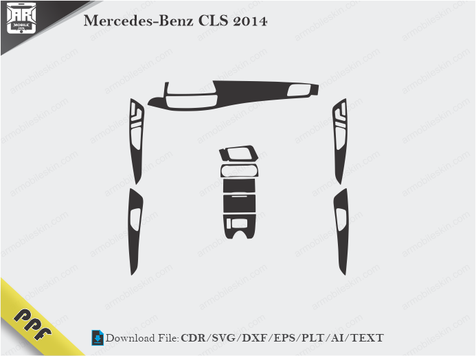 Mercedes-Benz CLS 2014 Interior PPF Cut Template Vector