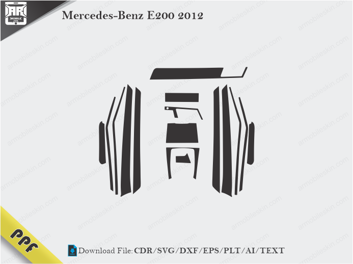 Mercedes-Benz E200 2012 Interior PPF Cut Template Vector