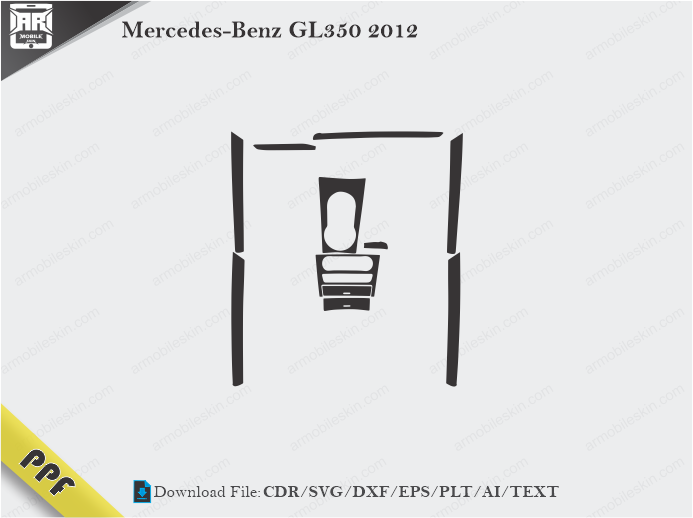 Mercedes-Benz GL350 2012 Interior PPF Cut Template Vector