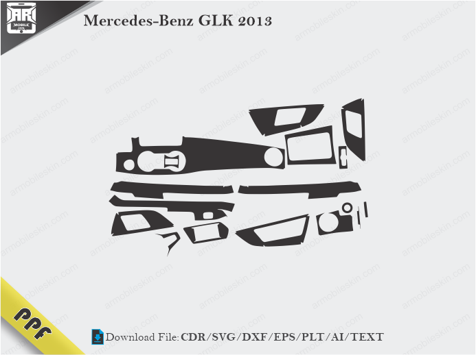 Mercedes-Benz GLK 2013 Interior PPF Cut Template Vector